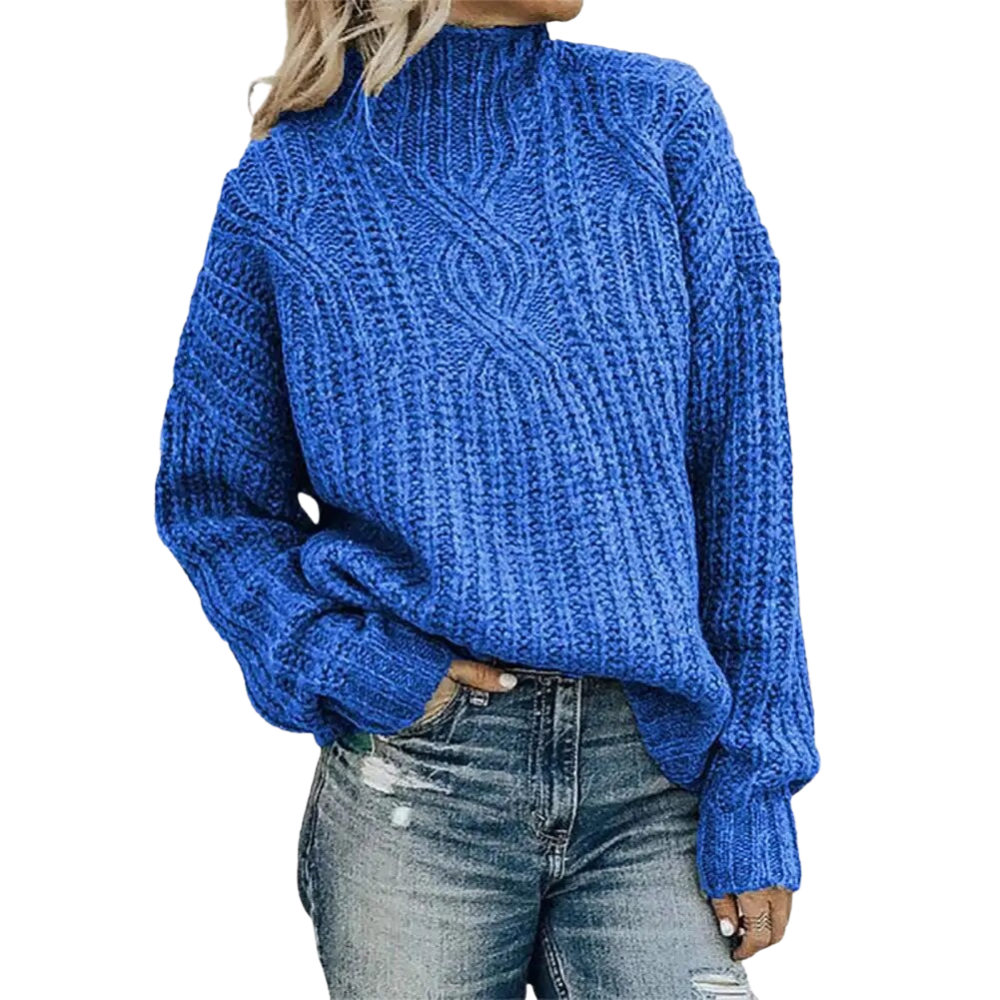 Klara - Eleganter Zopfmusterpullover mit Stehkragen