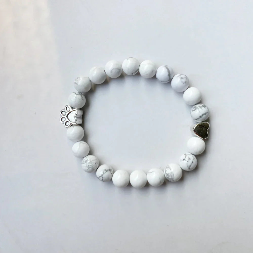 Davies - Bracelet with paw & heart follower | Silver