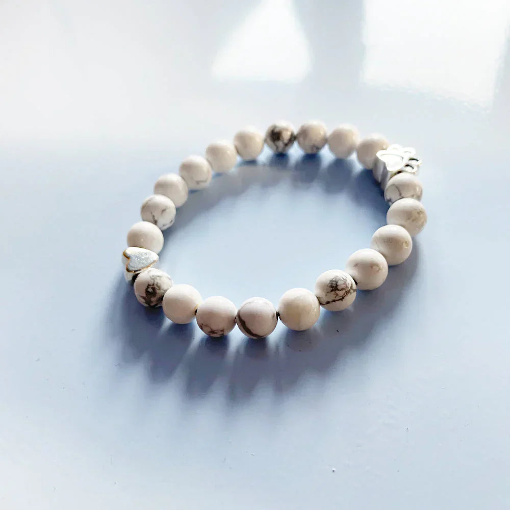 Davies - Bracelet with paw & heart follower | Silver