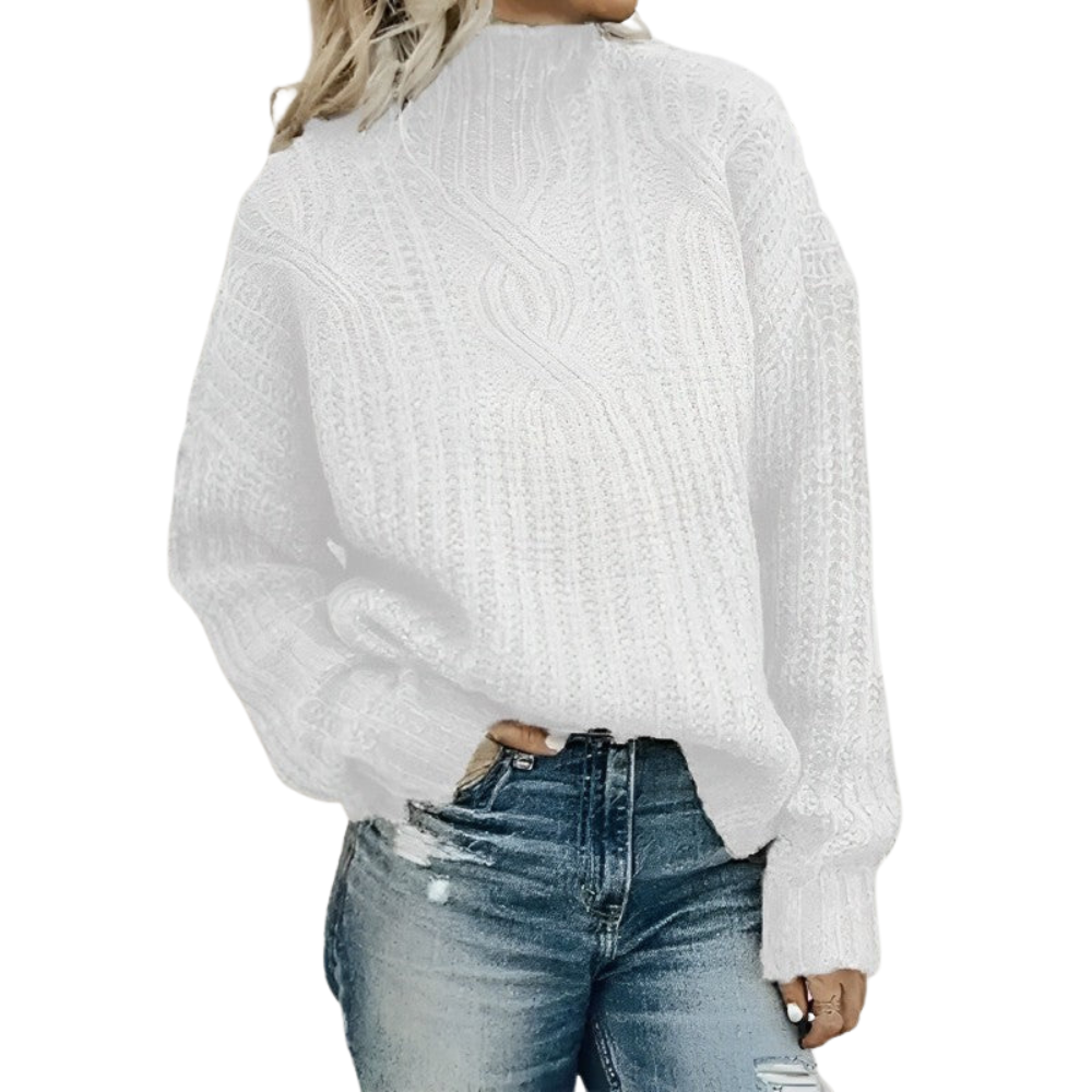 Klara - Eleganter Zopfmusterpullover mit Stehkragen