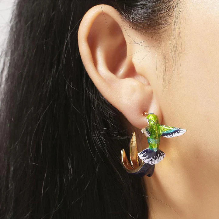 Unique, creative colibri earrings - Nevin | Silver