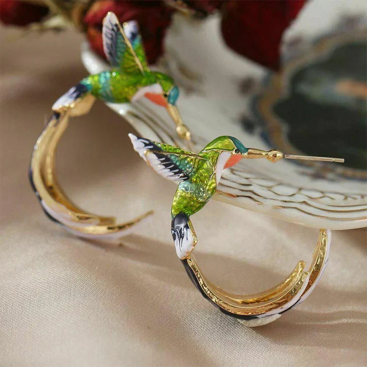 Unique, creative colibri earrings - Nevin | Silver