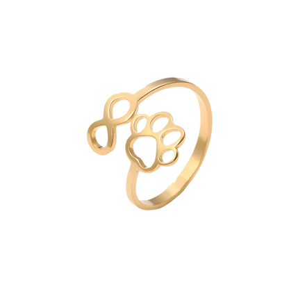 Fraser - Pfote & Heart Ring Gold and Silver