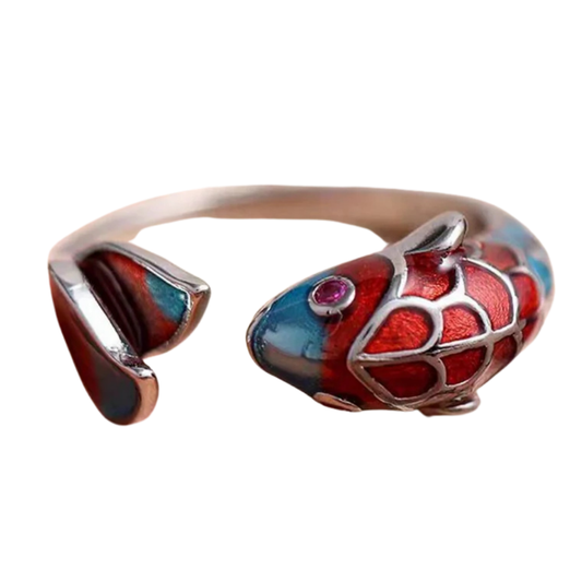Keen -vintage koi ring with enamel detail | Silver