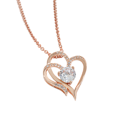 Tamila - Adjustable ladies' necklace with double heart & sparkling zirconia