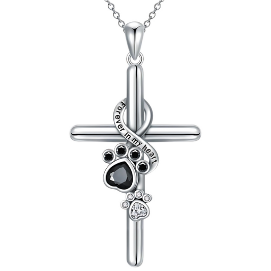 Ezola - Paw & cross necklace in silver
