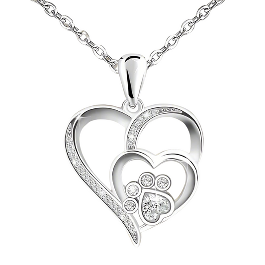 Inolt - Paw & heart necklace in silver
