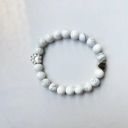 Davies  - Bracelet with paw & heart follower | Silver