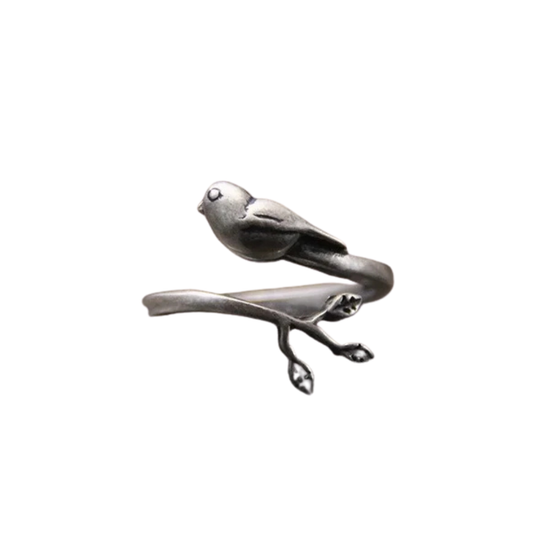 Norrie - Open vintage bird ring made of silver