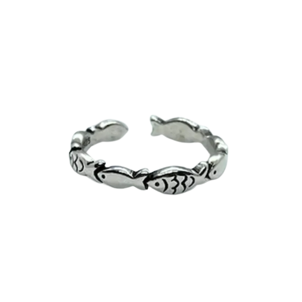 Robins -Vintage fish ring made of silver