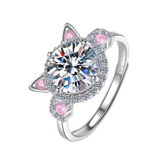Jasmine -Adjustable cat ear ring | Silver