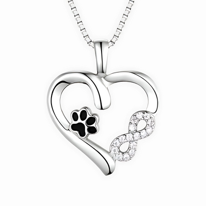 Althea - Necklace with paw, heart & infinity symbol | Silver