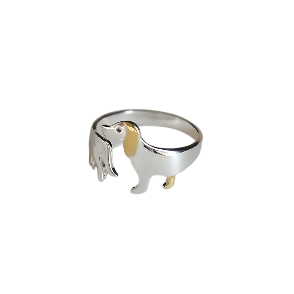 Tillsley - Adjustable dachshund ring made of 925 silver