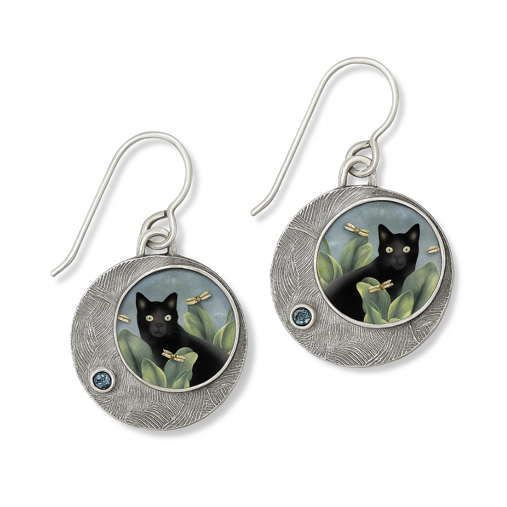 Kaelyn - Round vintage tissue earrings with hand-painted design