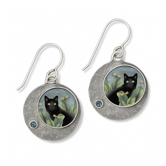 Kaelyn - Round vintage tissue earrings with hand-painted design