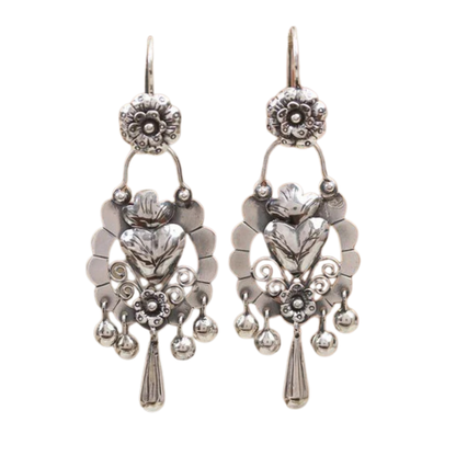 Vintage silver earrings with dangling heart - Eliza | Silver
