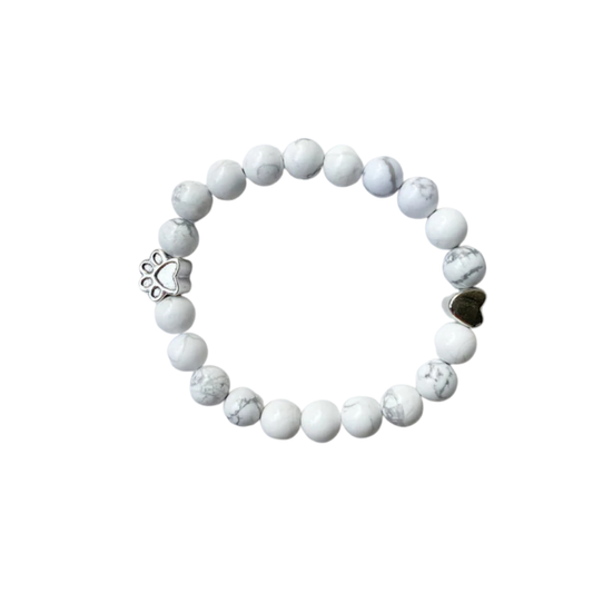 Davies  - Bracelet with paw & heart follower | Silver
