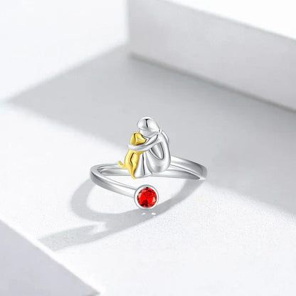 Sterling Silver Dog & Girl Ring - Erin | Silver and gold