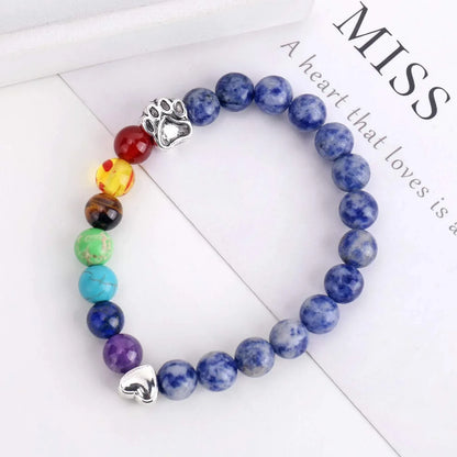 Makenna -Rainbow Bridge Memorial band with 7 chakra pearls | Silver