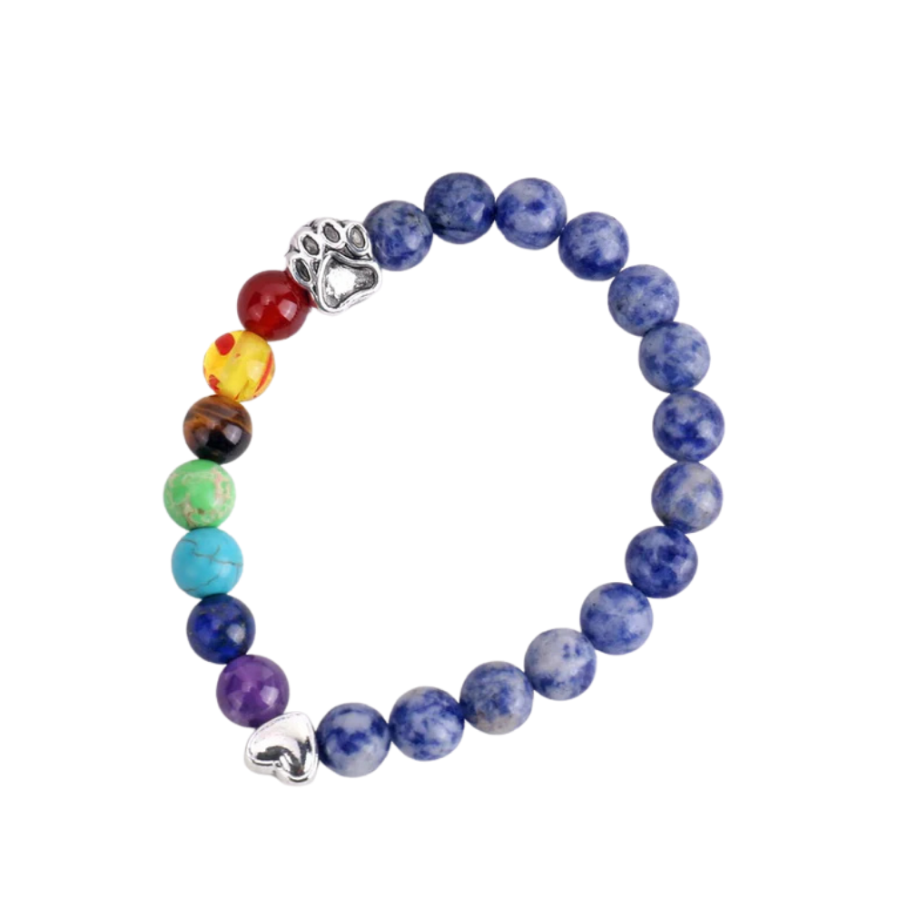 Makenna -Rainbow Bridge Memorial band with 7 chakra pearls | Silver