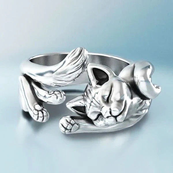Ariel -silver vintage cat ring | Silver