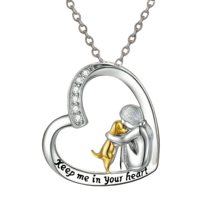Cantrice - 925 silver necklace with heart & dog motif