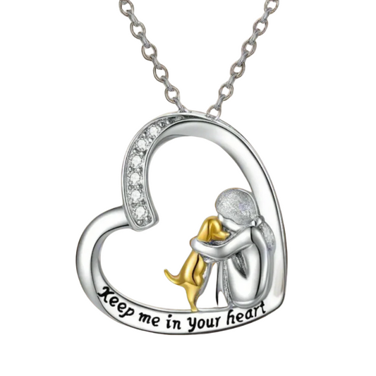 Cantrice - 925 silver necklace with heart & dog motif
