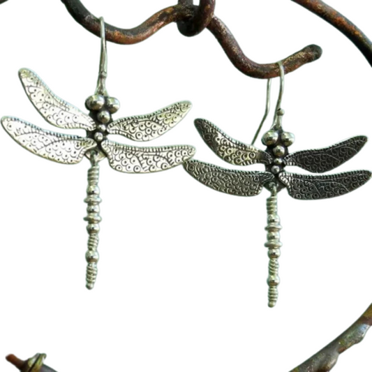 Zuri - Vintage dragonfly earrings made of silver