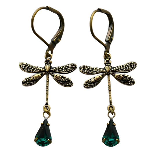 Sky - Vintage dragonfly earrings in gold