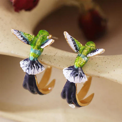 Unique, creative colibri earrings - Nevin | Silver