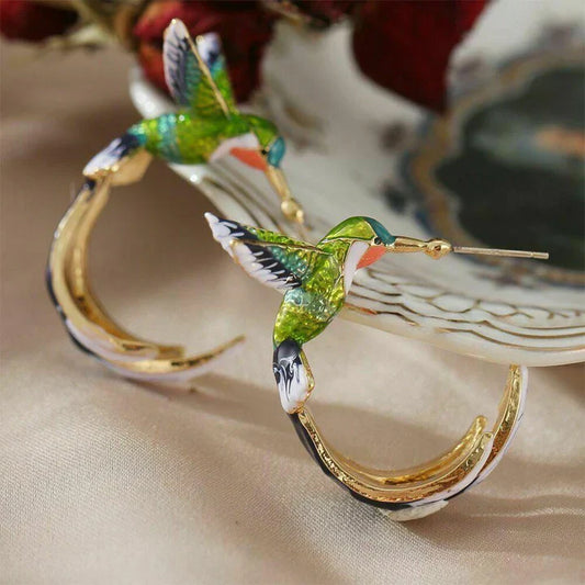 Unique, creative colibri earrings - Nevin | Silver