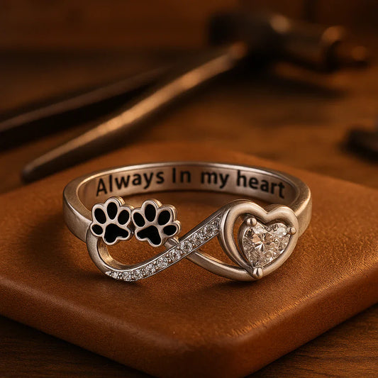 Maggie -Pfotenring with heart & infinity symbol | Silver