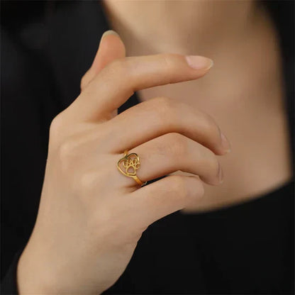 Fraser - Pfote & Heart Ring Gold and Silver
