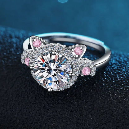 Jasmine -Adjustable cat ear ring | Silver