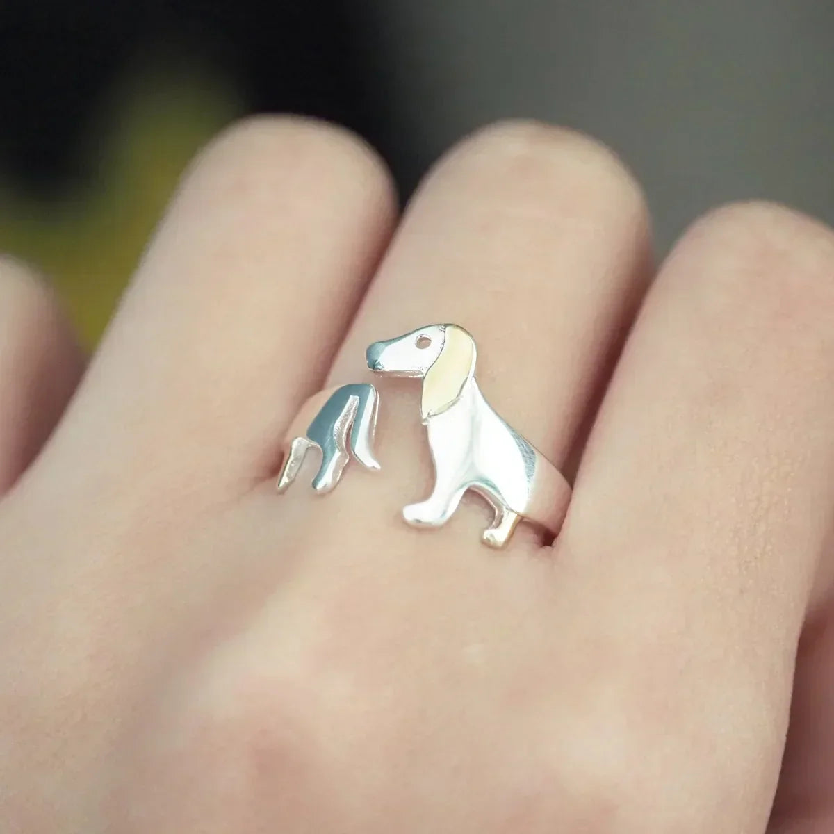 Tillsley - Adjustable dachshund ring made of 925 silver