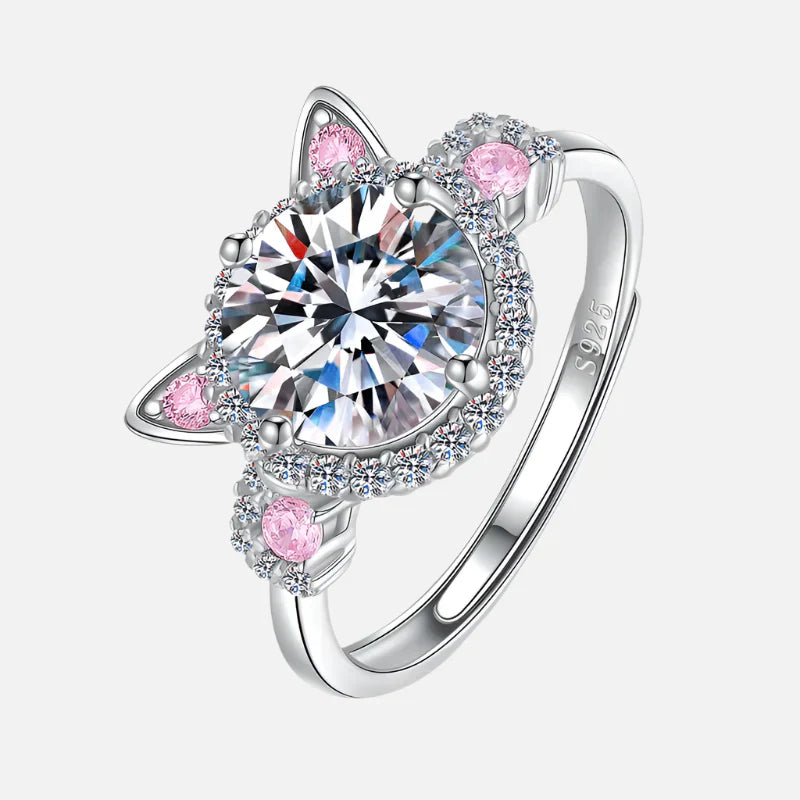 Jasmine -Adjustable cat ear ring | Silver