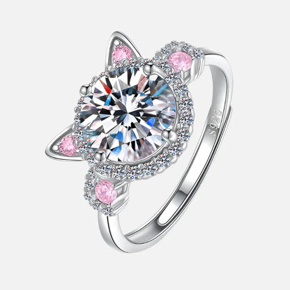 Jasmine -Adjustable cat ear ring | Silver