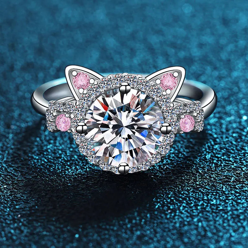 Jasmine -Adjustable cat ear ring | Silver