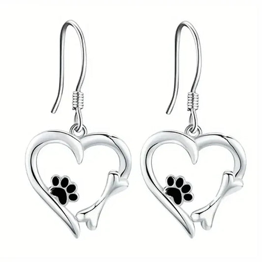 Yaritza- silver drop earrings with heart