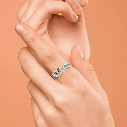 Maggie -Pfotenring with heart & infinity symbol | Silver