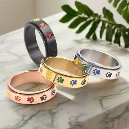 Thea - Rotatable anti-stress ring | Silver and Gold