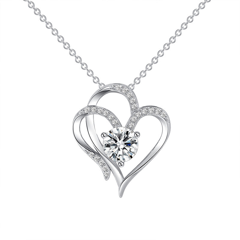 Adjustable Women’s Necklace – Double Heart Design with Sparkling Zirconia 6