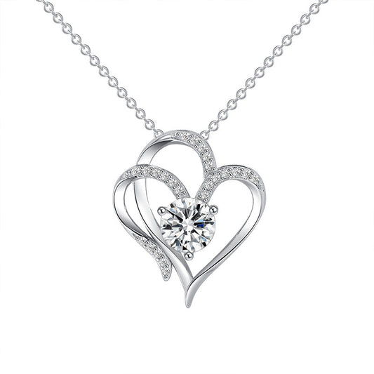 Adjustable Women’s Necklace – Double Heart Design with Sparkling Zirconia 6