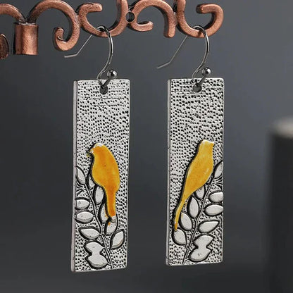 Harriet - Vintage bird earrings in sun yellow