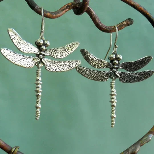 Zuri - Vintage dragonfly earrings made of silver