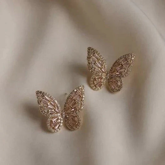 Libby - Bright vintage butterfly earrings | Gold