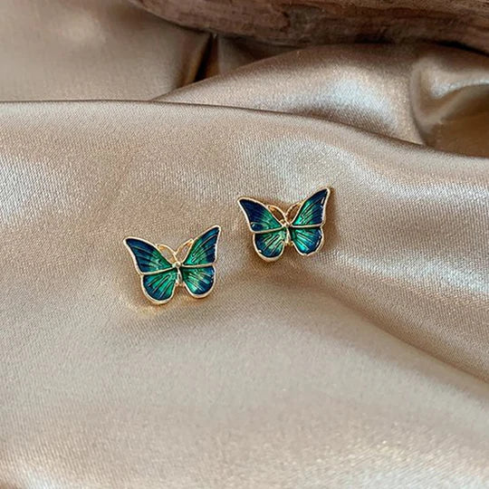 Abbie - Butterfly earrings with blue enamel