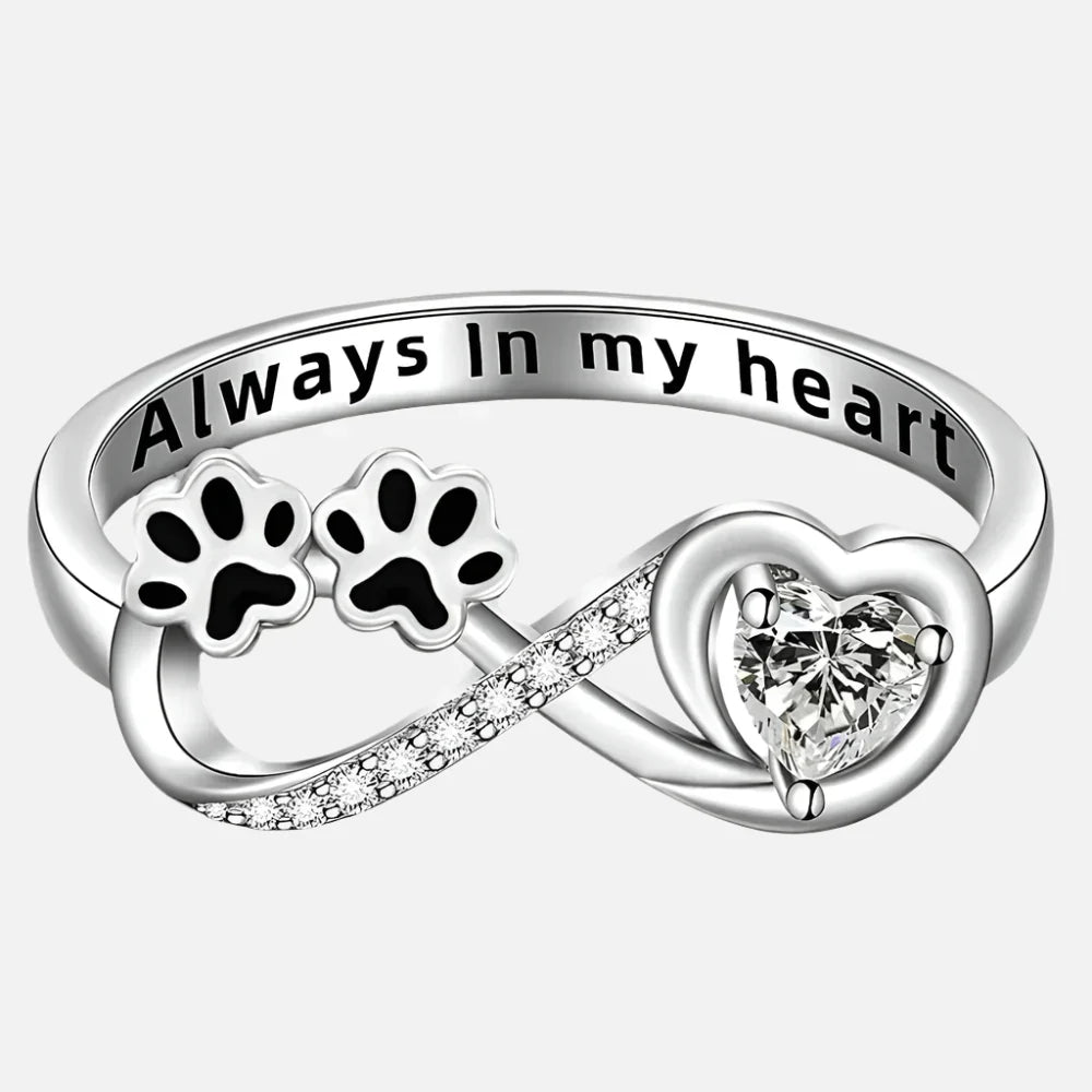 Maggie -Pfotenring with heart & infinity symbol | Silver