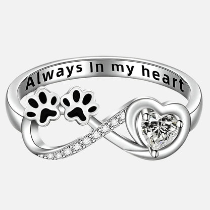 Maggie -Pfotenring with heart & infinity symbol | Silver