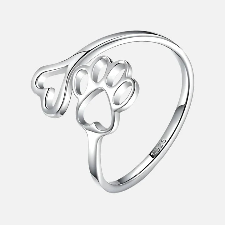 Calder - Adjustable Pfoten-Herz-Ring / 925 Silver